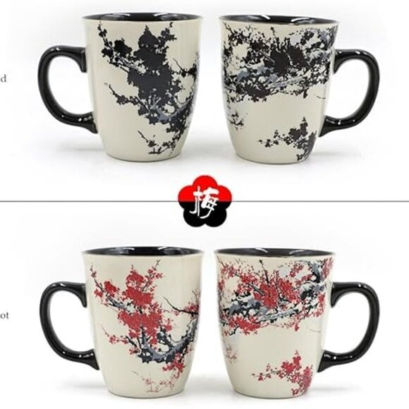 Asmwo Black Heat Sensitive Color Changing Porcelain Mug - Picture 1 of 8